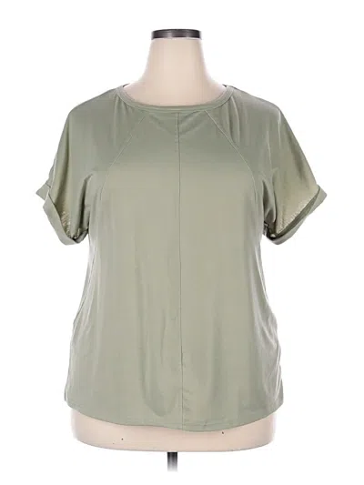 Pre-owned Kate Kasin Short Sleeve Top Green Keyhole Neckline Tops