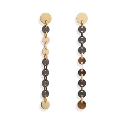 Kate Koel Women's Black / Gold Mixed Metal Dot Earrings In Multi