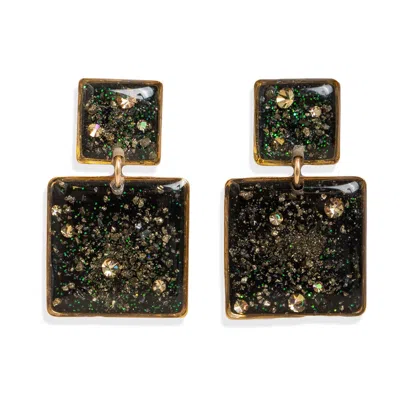 Kate Koel Women's Black Statement Squares Galaxy Earrings