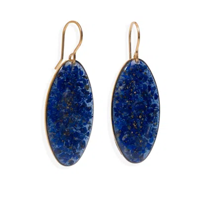 Kate Koel Women's Blue / Gold Royal Blue Lapis Oval Earrings In Blue/gold