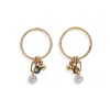 Kate Koel Women's Gold / Black Charm Hoop Stud Earrings In Gold
