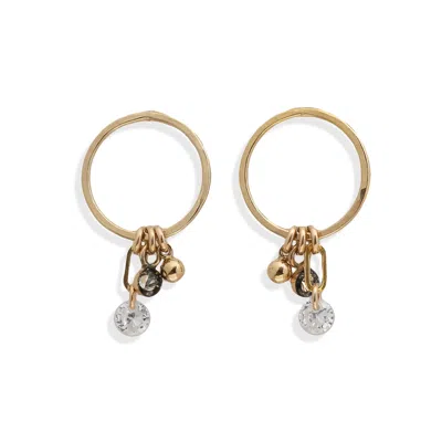 Kate Koel Women's Gold / Black Charm Hoop Stud Earrings