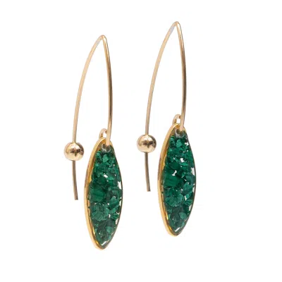 Kate Koel Women's Gold / Green Malachite Drop Earrings  Gold Filled Oval Dangles In Multi