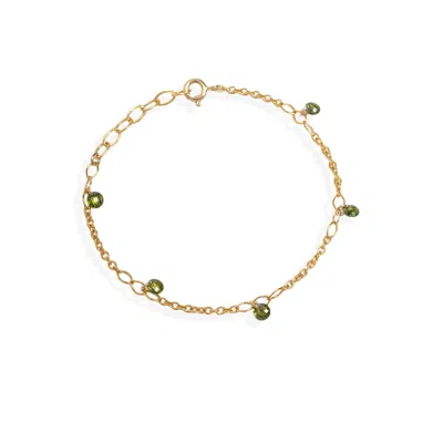 Kate Koel Women's Gold / Green Olive Green Gold Chain Bracelet In Gold/green