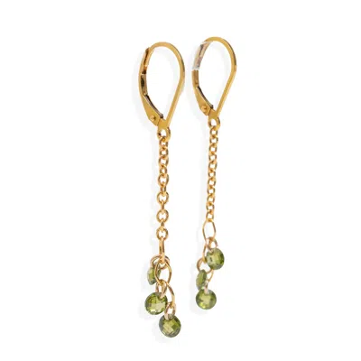 Kate Koel Women's Gold / Green Olive Green Gold Dangle Earrings In Gold/green