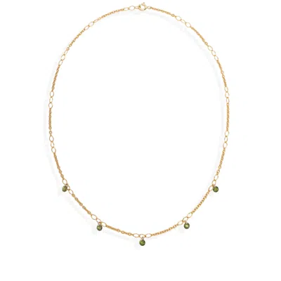 Kate Koel Women's Gold / Green Olive Green Gold Station Necklace In Gold/green