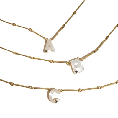 Kate Koel Women's Gold / Neutrals / Grey Initial Necklace In Multi