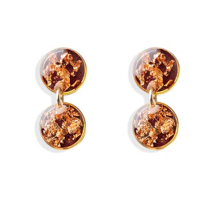 Kate Koel Women's Gold / Red Rouge Two-circle Stud Earrings In Multi