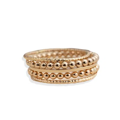 Kate Koel Women's Gold Stackable Ring Set Five Dainty Beaded Textured Band Rings