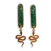 Kate Koel Women's Green / Gold Green Gemstone Snake Dangle Earrings