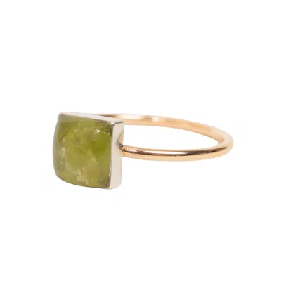 Kate Koel Women's Green / Gold / Silver August Birthstone Peridot Stacking Ring In Green/gold/silver