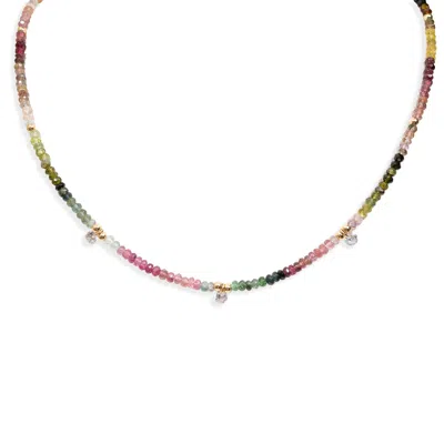 Kate Koel Women's Watermelon Tourmaline Beaded Gold Necklace In Multi