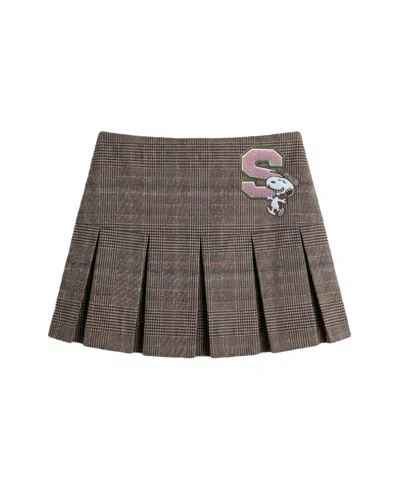 Kate Mack Kids' Girls' 7-16 Snoopy Twill Skort In Brown