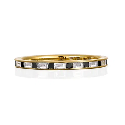 Kate Mccoy Women's Black / White / Gold Baguette Stripes Ring In Multi
