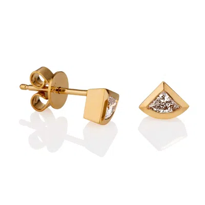 Kate Mccoy Women's Fan Brilliant Cut Diamond Stud Earrings In Yellow Gold
