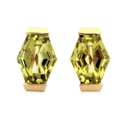 Kate Mccoy Women's Green / Gold Citron Earrings In Multi