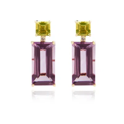 Kate Mccoy Women's Green / Gold / Yellow Zest Earring Amethyst In Multi