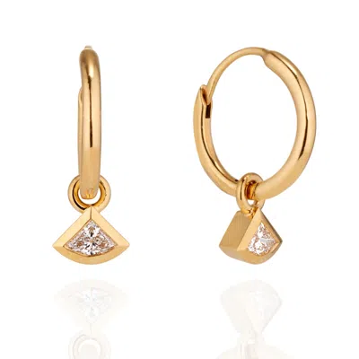 Kate Mccoy Women's Solitaire Fan Brilliant Cut Diamond Hoop Earrings Yellow Gold