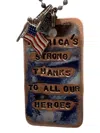 Kate Mesta Dog Tag America's Strong Because Of Our Heroes In Brown