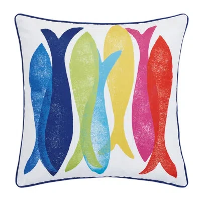 Kate Nelligan Fiesta Fish Indoor/outdoor Printed Canvas Pillow - 20" Square In Blue;red;yellow