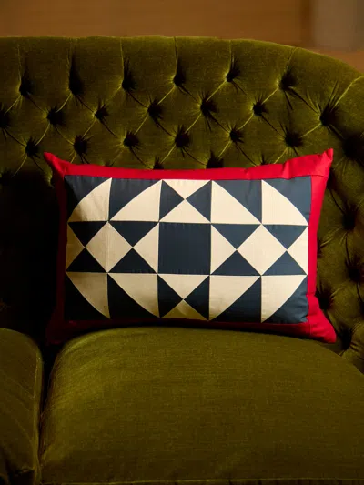 Kate Owen North Star Patchwork Cotton Cushion  Abask Luxury Gift In Multi