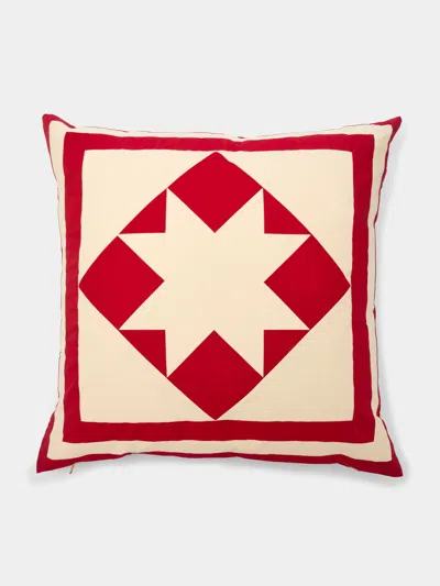 Kate Owen Red Star Patchwork Cotton Cushion  Abask Luxury Gift