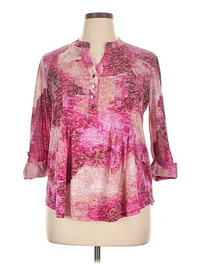 Pre-owned Kate Park 3/4 Sleeve Blouse In Pink