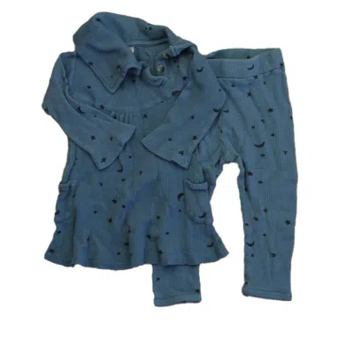 Pre-owned Kate Quinn Organics Kids' Girls Blue Stars Apparel Sets