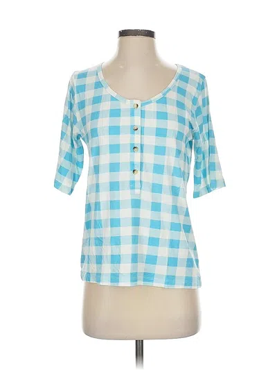 Pre-owned Kate Quinn Organics Short Sleeve Henley Shirt In Blue