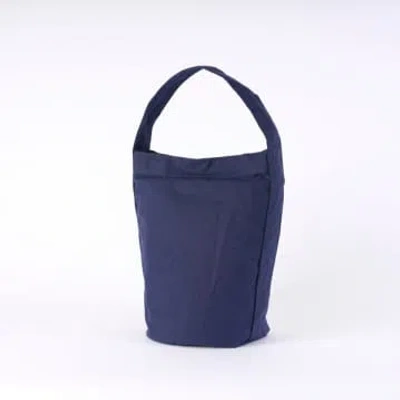 Kate Sheridan Navy Waxed Bucket Bag In Blue
