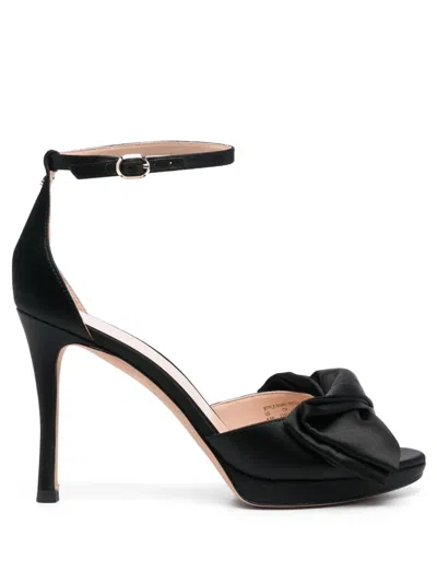 Kate Spade 100mm Bow-detail Satin Sandals In Black