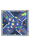 Kate Spade 18th Hole Square Silk Scarf In Blue Multi