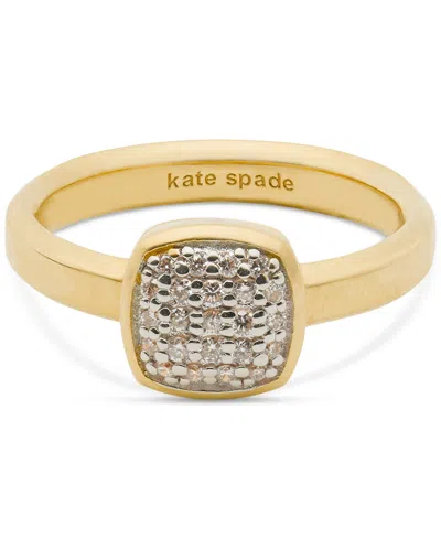 Kate Spade 23k Gold-plated Sterling Silver Lab-grown Diamond Accent Ring In Gold.