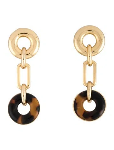 Pre-owned Kate Spade Acetate Interlock Linear Drop Earrings In Brown