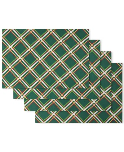 Kate Spade Acrobat Plaid Placemat 13" X 19", Set Of 4 In Green