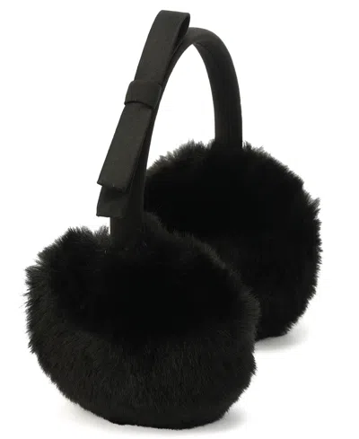 Kate Spade Adjustable Satin Bow Earmuffs In Black