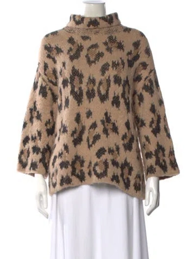 Pre-owned Kate Spade Alpaca Animal Print Sweater In Neutral