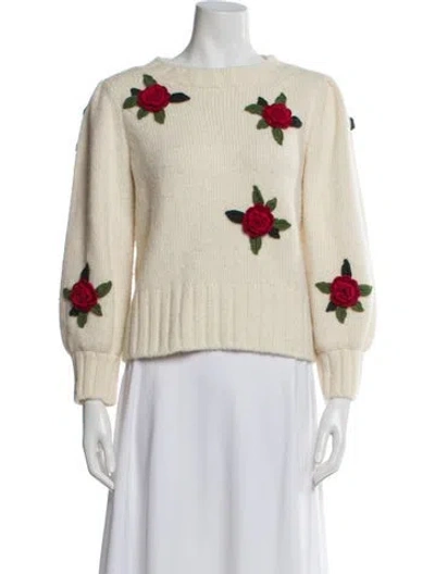 Pre-owned Kate Spade Alpaca Floral Print Sweater In Neutral