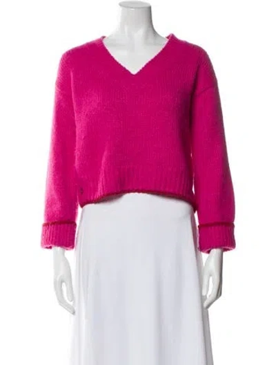 Pre-owned Kate Spade Alpaca V-neck Sweater In Pink
