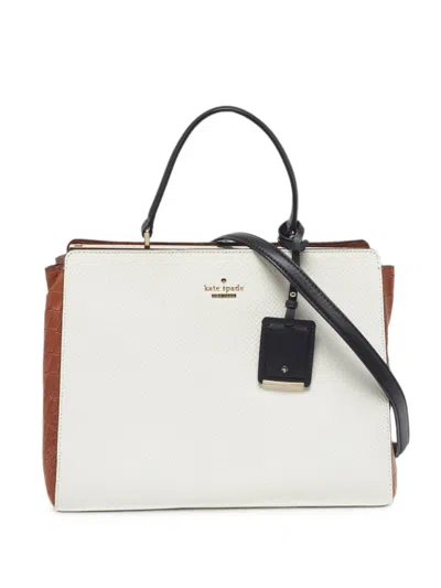 Pre-owned Kate Spade Angelika Pembrey Palace Embossed Tote Bag In White