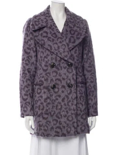 Pre-owned Kate Spade Animal Print Coat In Purple