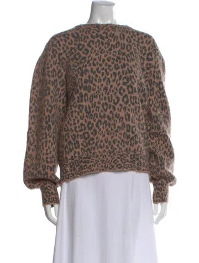 Pre-owned Kate Spade Animal Print Crew Neck Sweater In Multi
