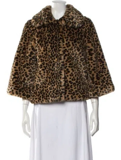 Pre-owned Kate Spade Animal Print Faux Fur Jacket In Neutral