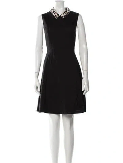 Pre-owned Kate Spade Animal Print Knee-length Dress In Black