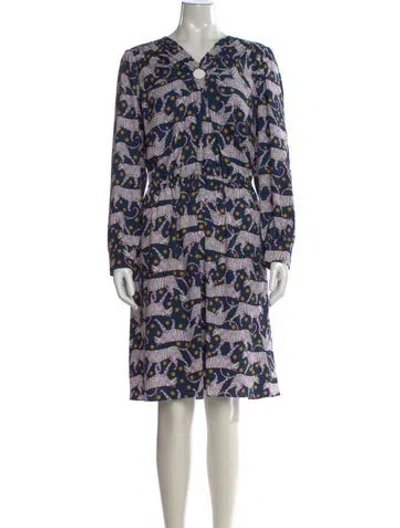 Pre-owned Kate Spade Animal Print Knee-length Dress In Blue