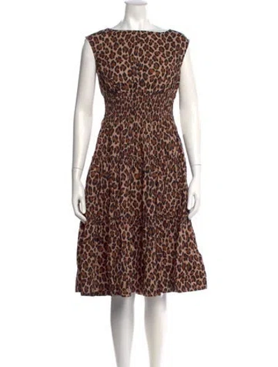 Pre-owned Kate Spade Animal Print Knee-length Dress In Neutral