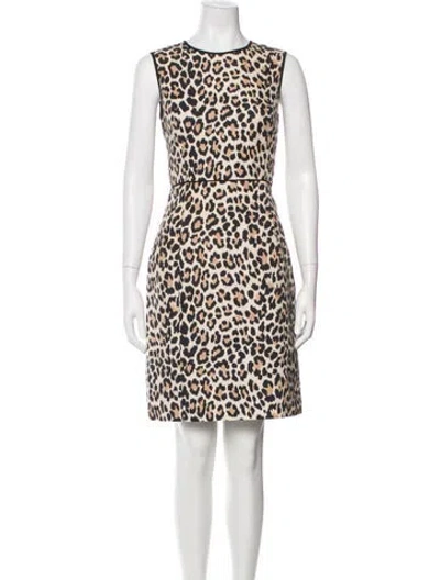 Pre-owned Kate Spade Animal Print Knee-length Dress In Neutral