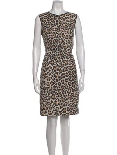 Pre-owned Kate Spade Animal Print Knee-length Dress In Neutral