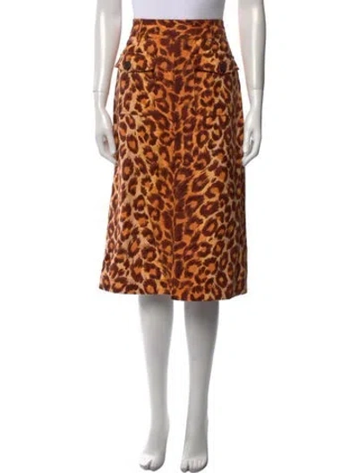 Pre-owned Kate Spade Animal Print Knee-length Skirt In Orange