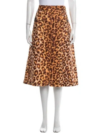 Pre-owned Kate Spade Animal Print Knee-length Skirt In Orange